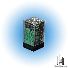 Gemini - 16mm d6 Dice Block - Black-Grey / Green